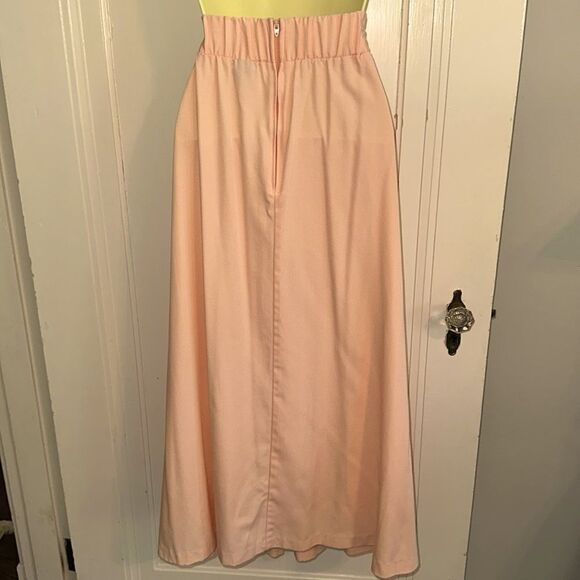 Vintage 70s/80s Bedford Fair Peachy Pink Full Pleat Front Midi Skirt - Picture 5 of 6